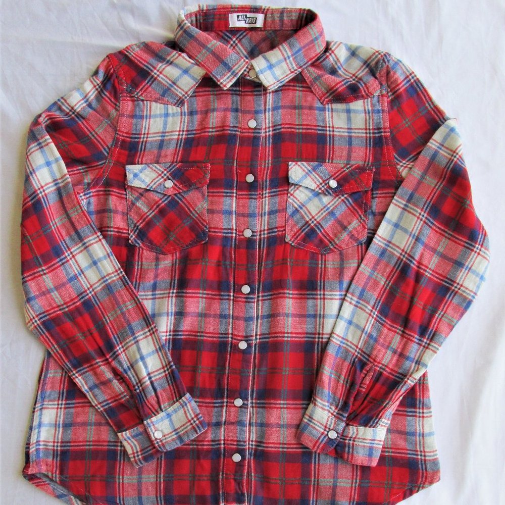 All Kris Girl's Double Sided Cotton Western Shirt Size Medium